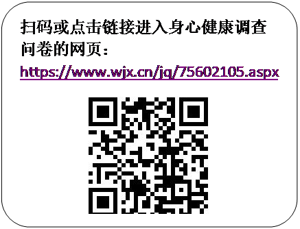 流程图: 可选过程: 扫码或点击链接进入身心健康调查问卷的网页：https://www.wjx.cn/jq/75602105.aspx 